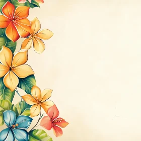 Colorful Flowers and Leaves Artwork