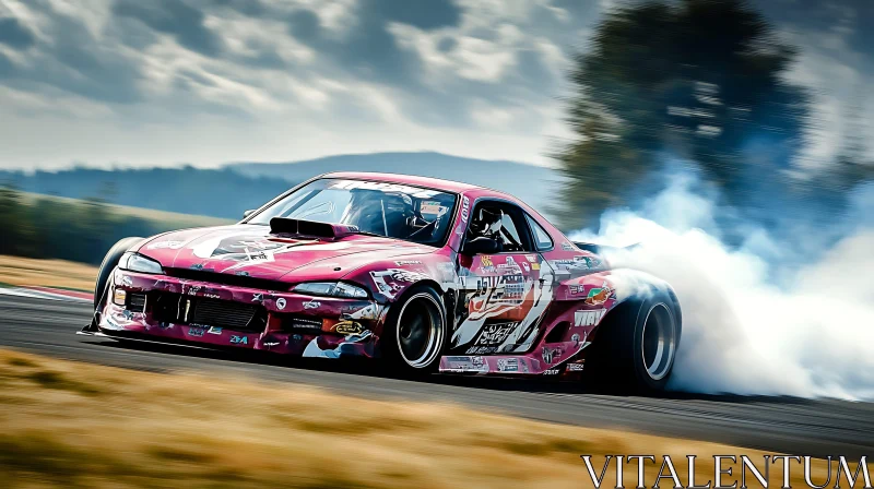 AI ART Pink Race Car Drifting and Creating Smoke