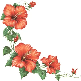 Vibrant Orange Hibiscus with Green Leaves