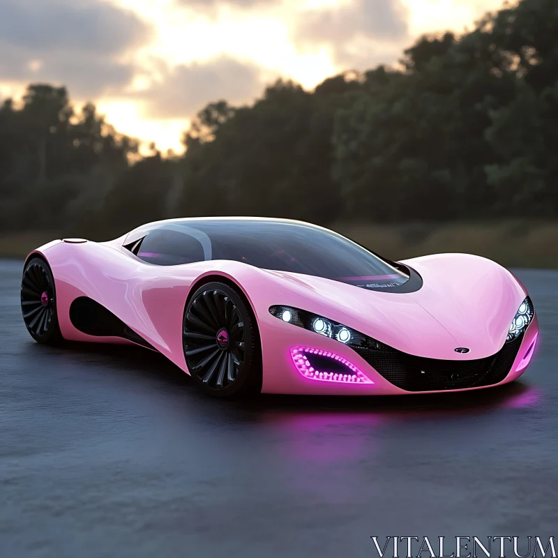 Luxurious Pink Sports Car AI Image