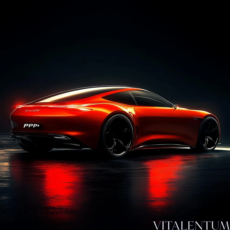 Futuristic Red Sports Car with Elegant Aesthetics AI Image