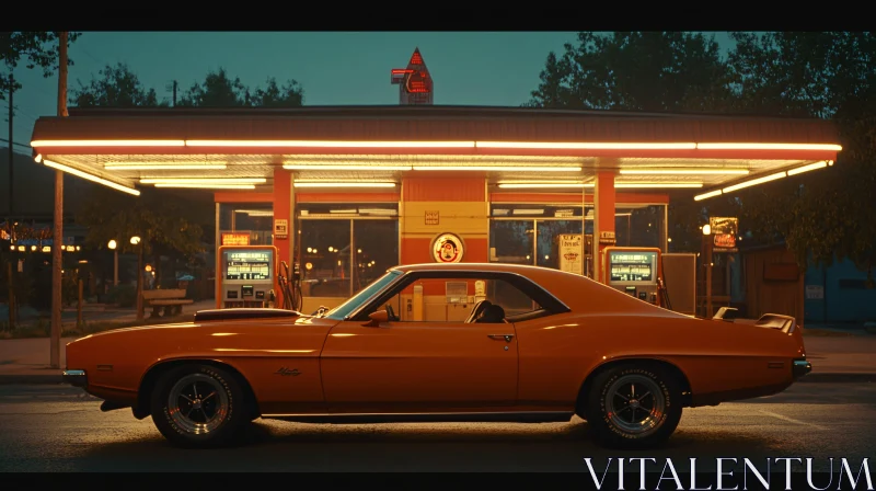 Vintage Car at Dusk AI Image