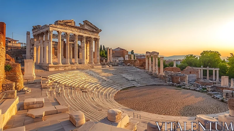 Historic Roman Ruins during Sunset AI Image