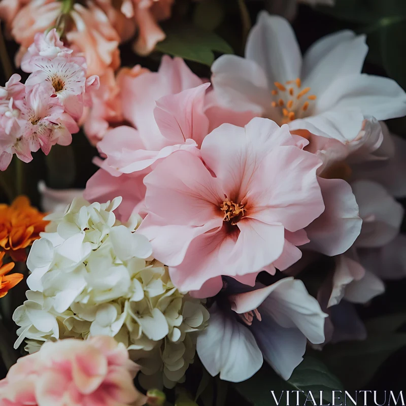 Elegant Floral Arrangement with Multicolored Blooms AI Image