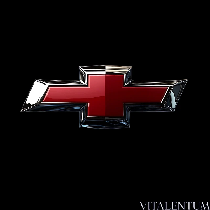 Polished Car Brand Emblem with Red Cross AI Image