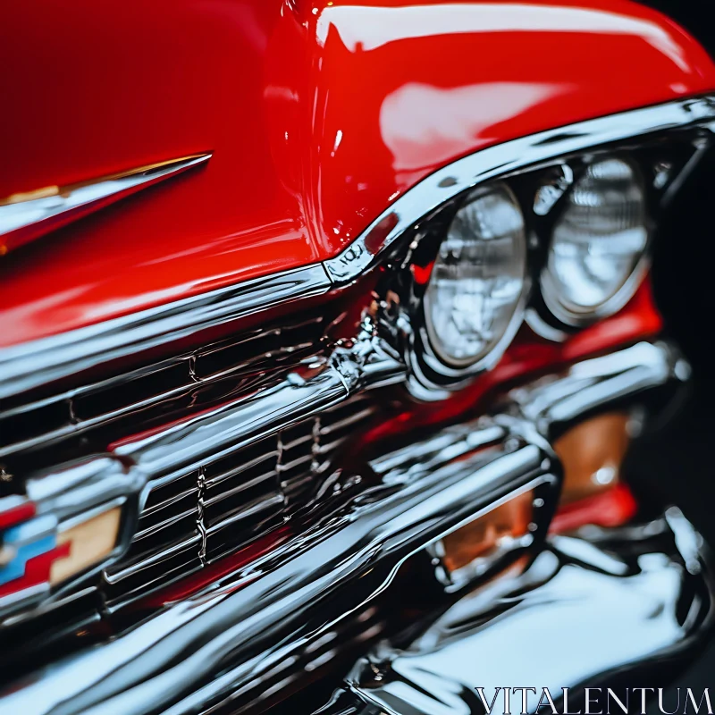 AI ART Vintage Car Front End with Chrome Highlights