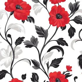 Intricate Floral Design Featuring Red and Black Elements