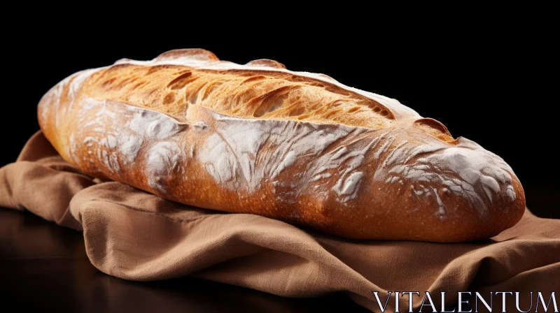 Artistic representation of a Fresh Bread Loaf on a Cloth AI Image