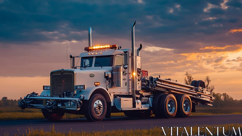 Transport Truck at Sunset AI Image