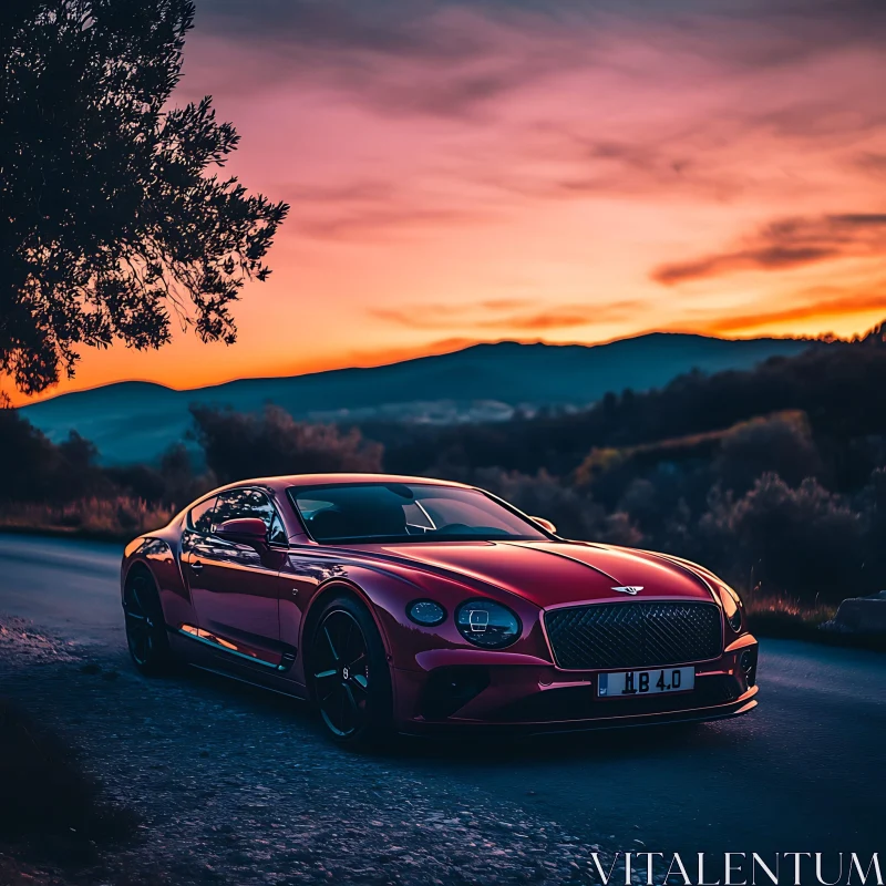 AI ART Luxury Car in Sunset - Scenic Road