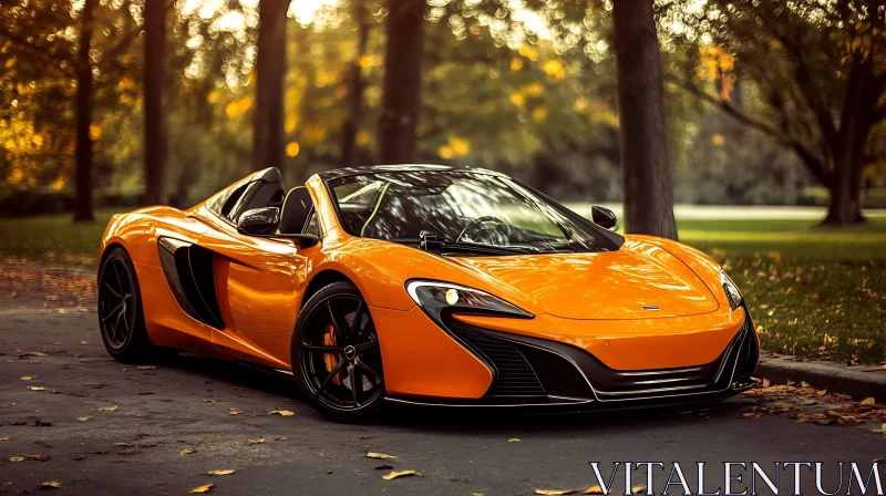 Convertible Sports Car Amidst Autumn Foliage AI Image