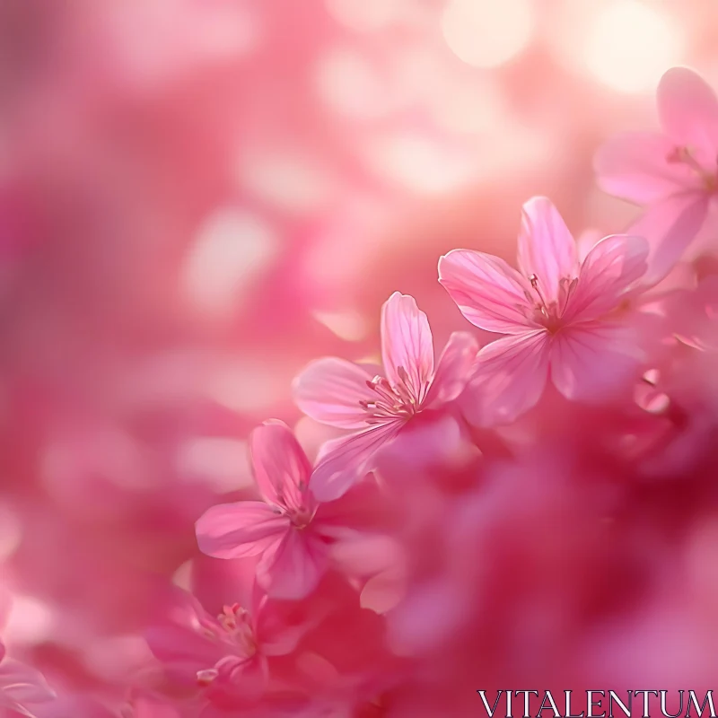 AI ART Close-Up of Pink Flowers with Dreamy Background