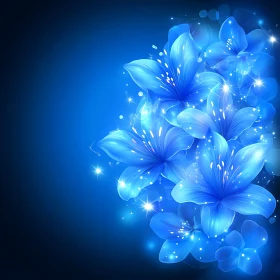 Ethereal Blue Blossoms in Darkness