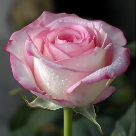 Graceful Pink Rose with Dew - Stunning Floral Image