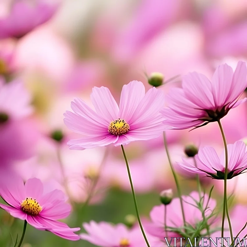 Enchanting Pink Cosmos Blossoms AI Image