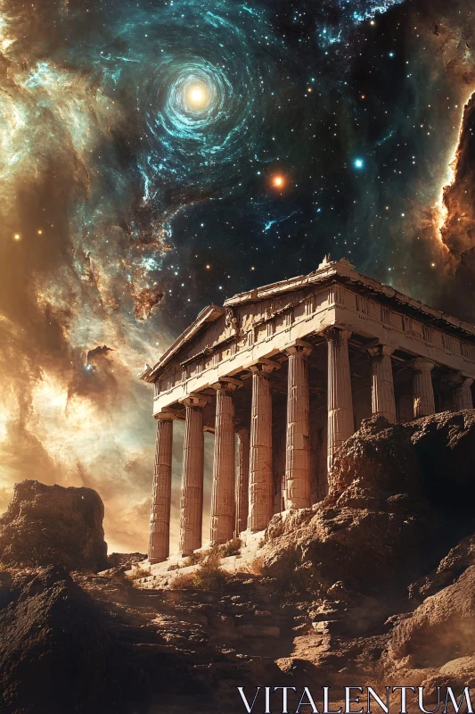 Celestial Glow Over Classical Architecture AI Image