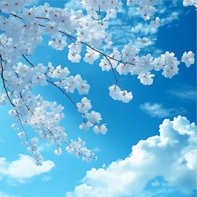 Stunning Blossoming Cherry Trees with Blue Skies