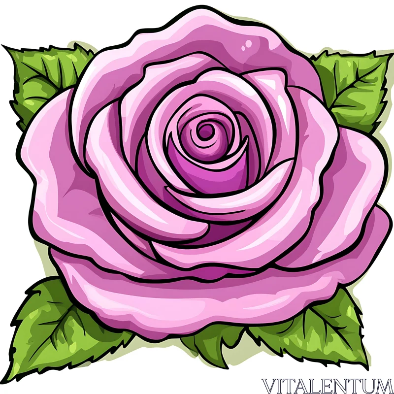 Pink Rose Digital Artwork AI Image