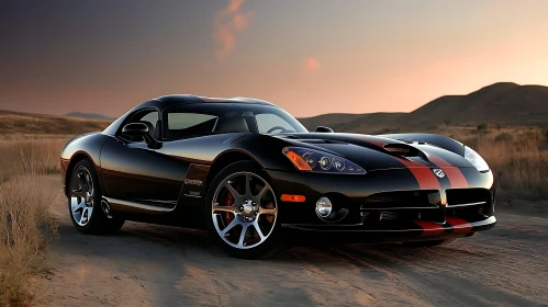 Luxurious Black Sports Car in Desert