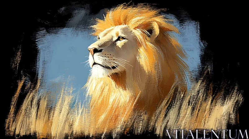 Regal Lion in Artistic Brushstrokes AI Image