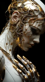 Gold Wired Cyborg Woman: A Study in Intricate Realism