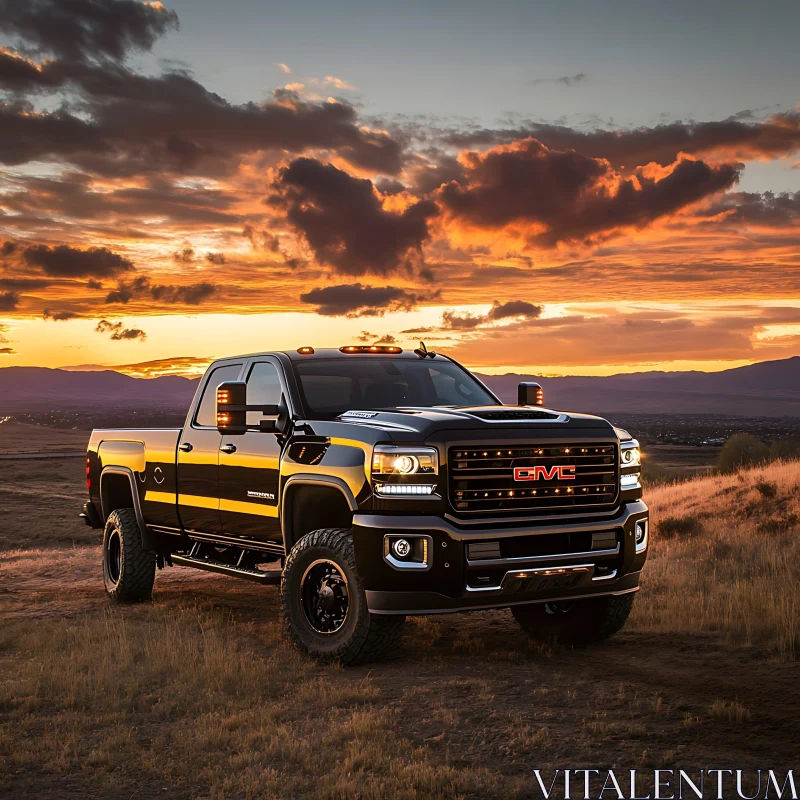 Rugged GMC Truck at Sunset AI Image