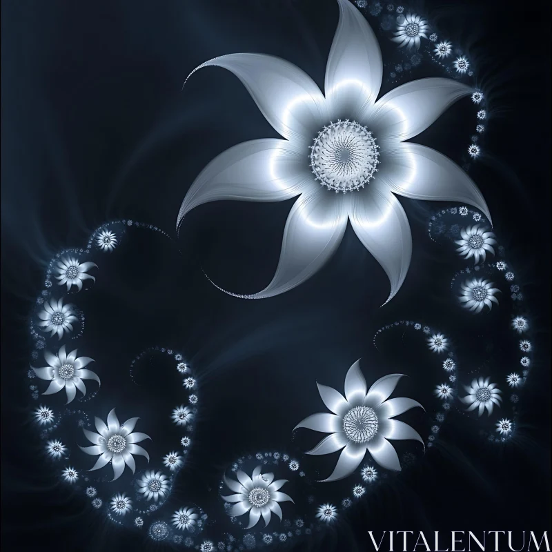 Glowing Fractal Flowers in Abstract Art AI Image