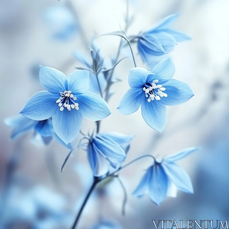 AI ART Soft Blue Flowers in Focus