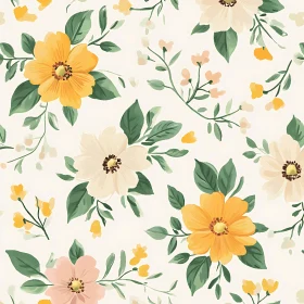 Charming Floral Illustration with Yellow and White Blooms