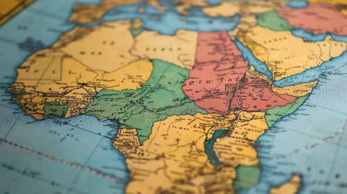 Geographical Map Highlighting African and Middle Eastern Regions