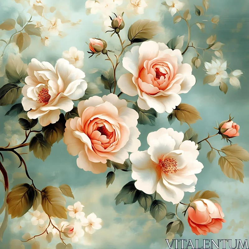 Exquisite Flower Composition in Soft Colors AI Image