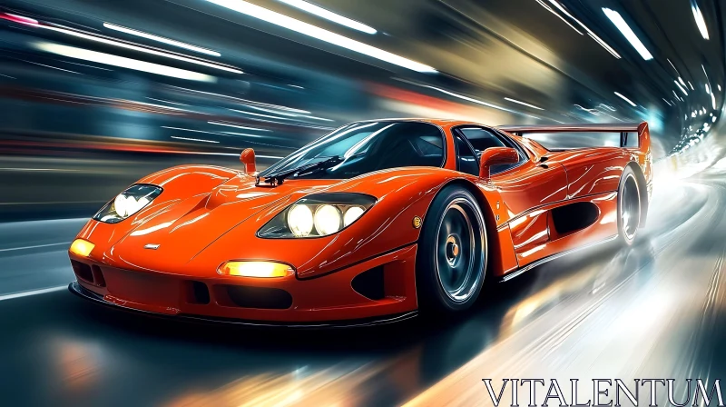 Blazing Speed: Red Supercar in Motion AI Image