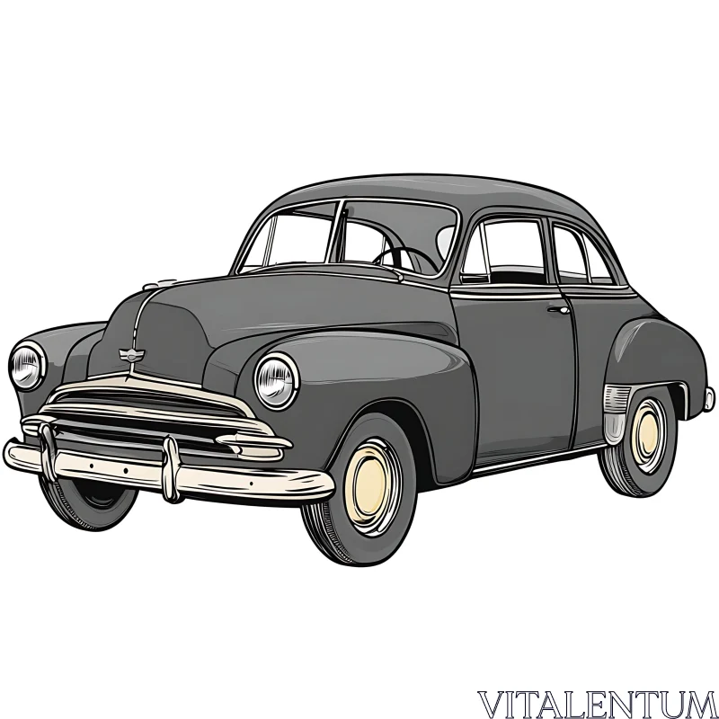 AI ART Retro Gray Automobile Artwork