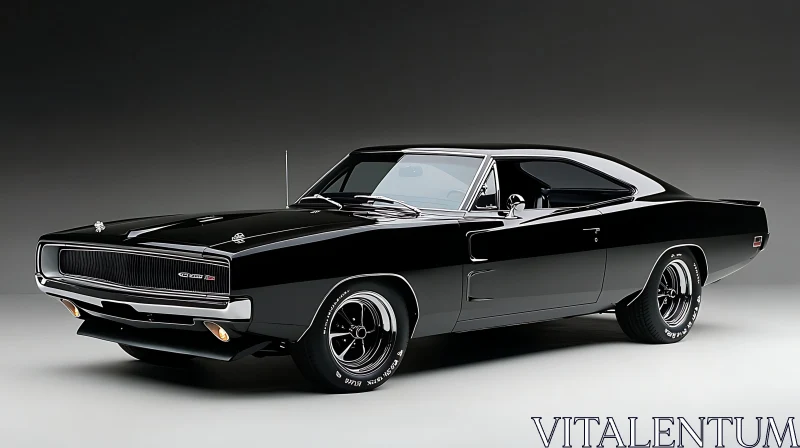 Vintage Black Muscle Car AI Image