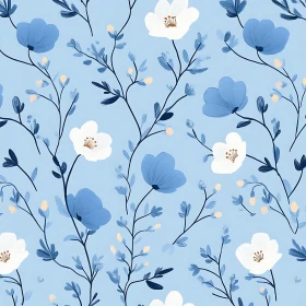 Blue and White Flower Design