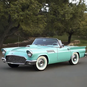 Vintage Convertible Car in Mint Green