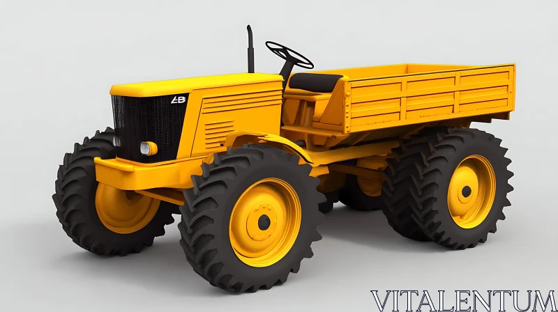 Agricultural Yellow Tractor with Rugged Tires AI Image