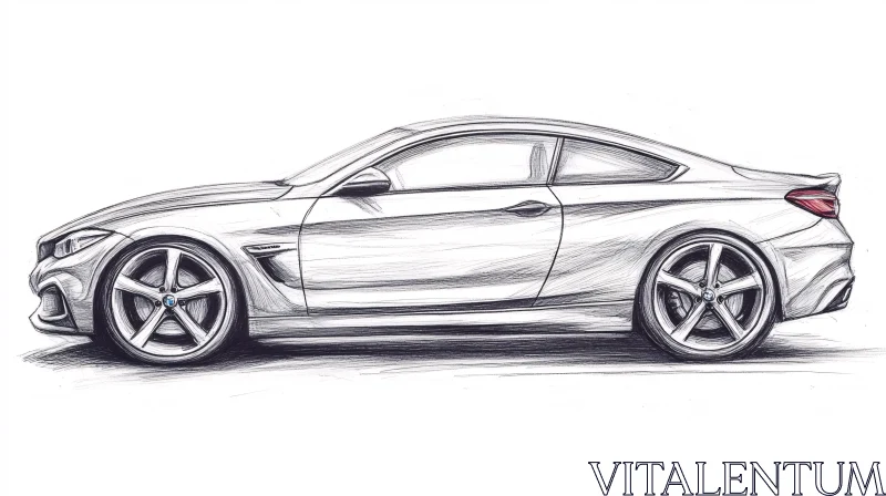 Luxury Coupe Pencil Sketch - Automotive Concept AI Image