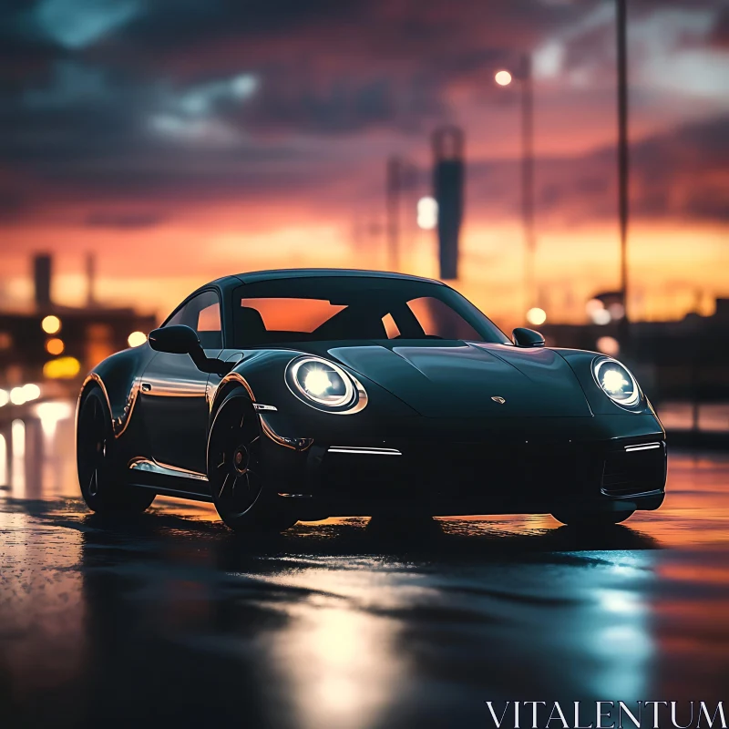 Luxury Automobile in City During Dusk AI Image