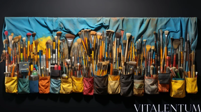 AI ART Captivating Metal Artwork: Paint Brushes and Expressive Colors