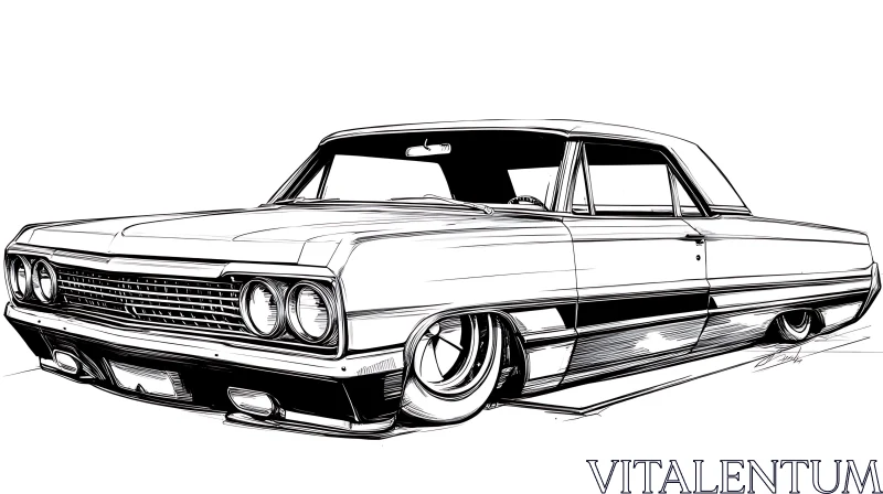 Classic Vintage Car Drawing AI Image