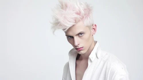 Captivating Portrait of a Young Man with Pink Mohawk Hair