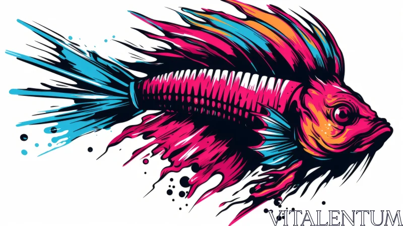 Colorful Fish Art in Graffiti and Neogeo Style AI Image
