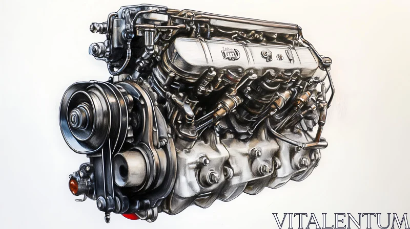 V12 Engine Artistic Rendition AI Image