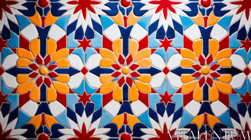 Intricate, Colorful Decorative Tile Art with Islamic and Spanish Influences AI Image