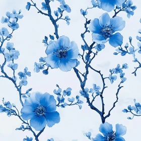 Artistic Blue Flowers and Branches