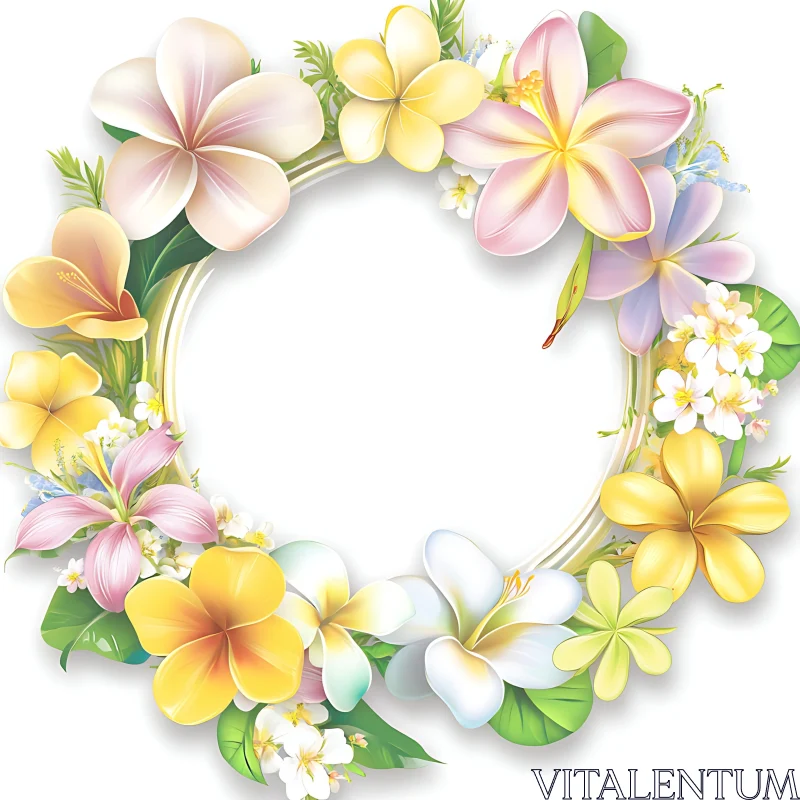 Botanical Floral Wreath Illustration AI Image