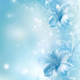 Abstract Floral Art with Blue Flowers