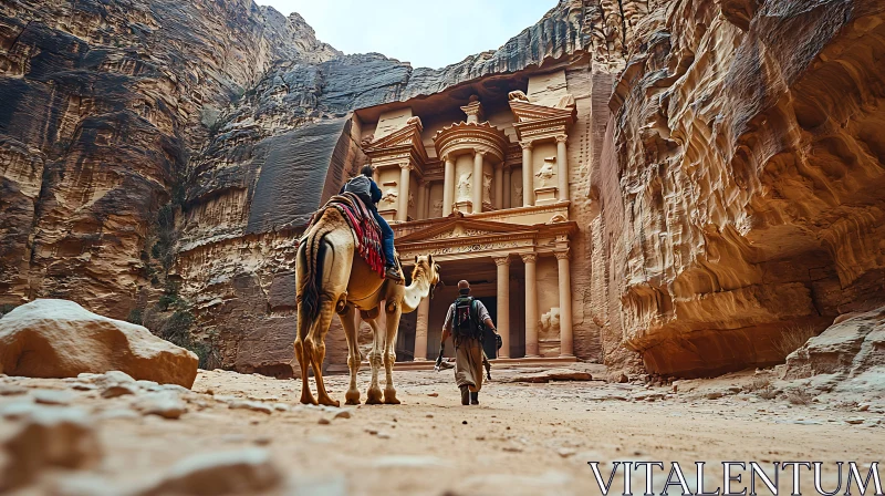 Journey to the Rock-Cut Petra Temple AI Image