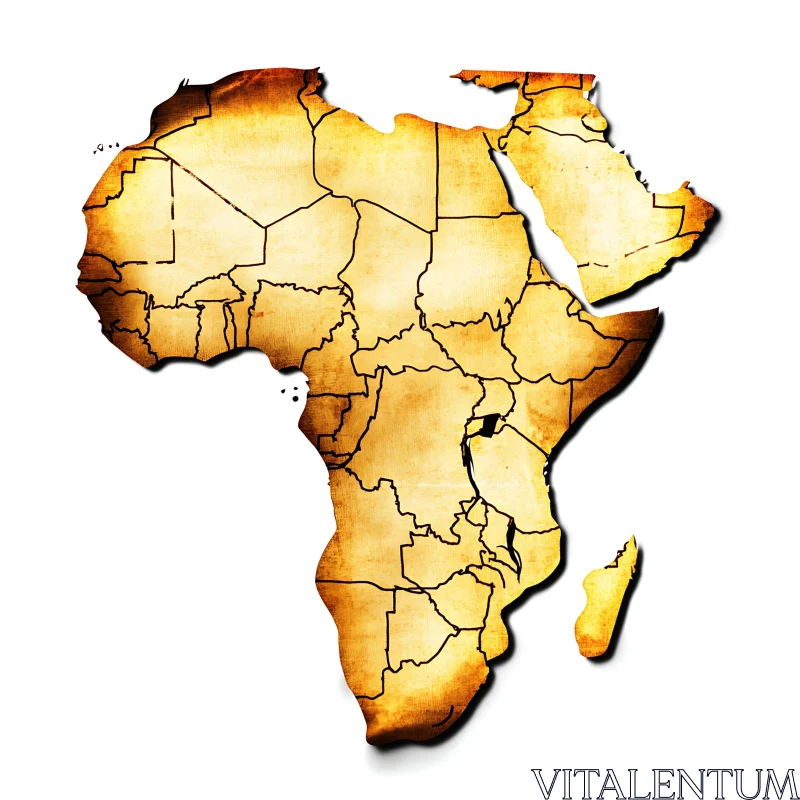 Antique Africa Map Illustration with Country Divisions AI Image